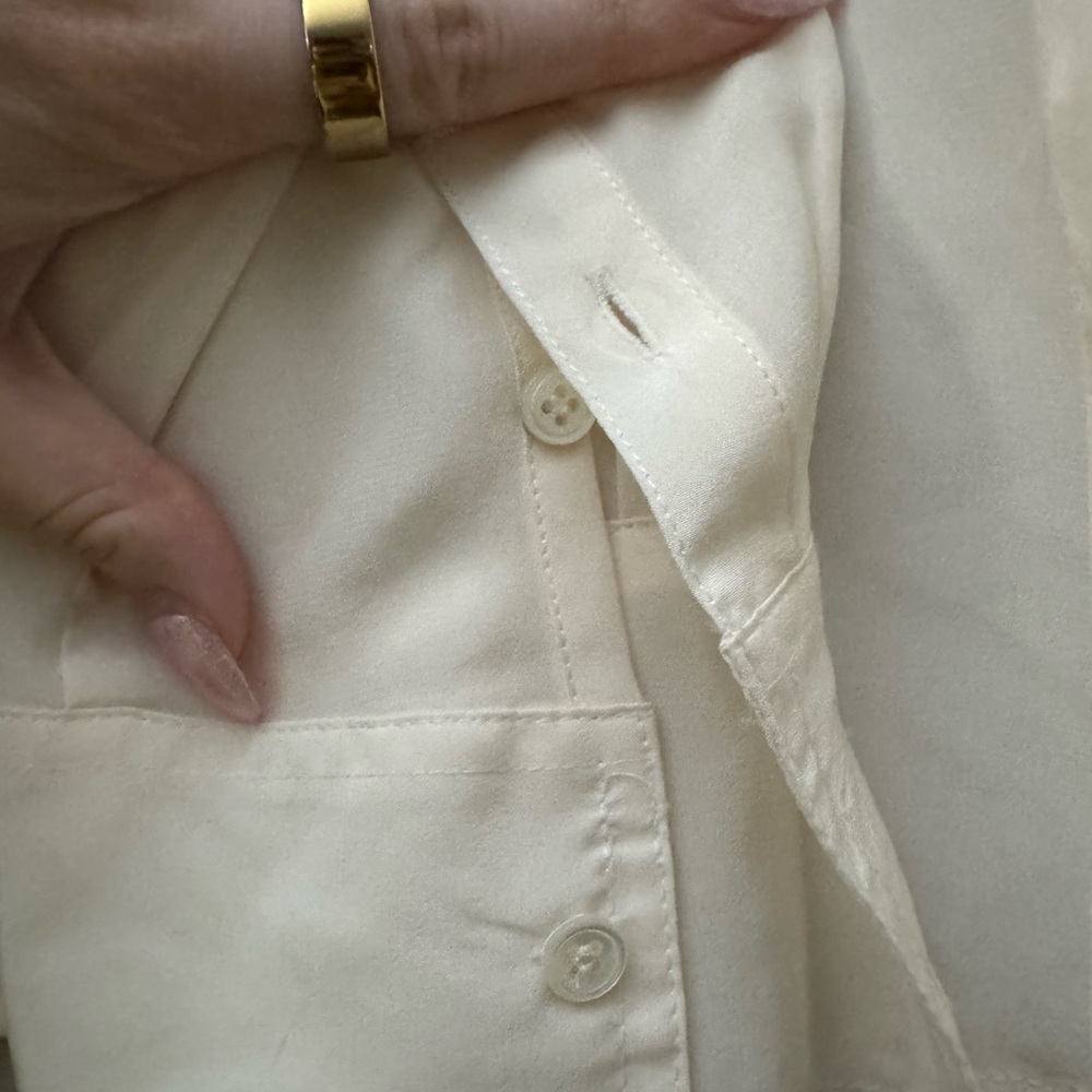 NWT J. Crew Silk Ivory Long Sleeve Button Up Blouse - Picture 3 of 5